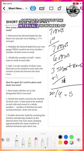 Calculating Short Rows for a Top Down Raglan