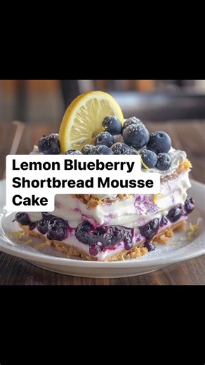Lemon Blueberry Shortbread Mousse Cake | Recipe Mingle