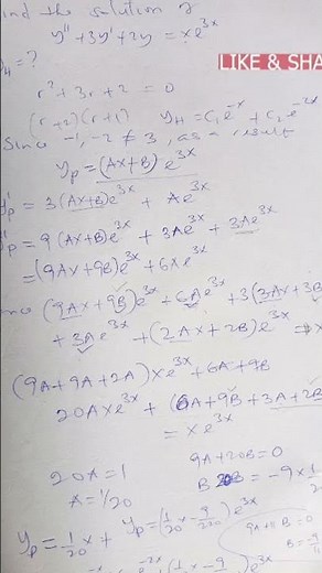 How to Solve y'' + y' + 2y = x e^{3x} | Second Order Linear ODE with Undetermined Coefficients