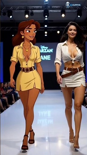 Disney's Tarzan Characters in 4K: 2D Anime vs. Cinematic Human Models Runway Show #tarzan #aiart