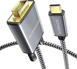 BlueRigger USB C to VGA Cable - (10FT, Type C to VGA, 1080p Display Cable, Male to Male, USB 3.1 Thunderbolt 3/4) - USB-C to VGA Compatible with Laptop, Phone, Tablet, HDTV, Monitor, Projector