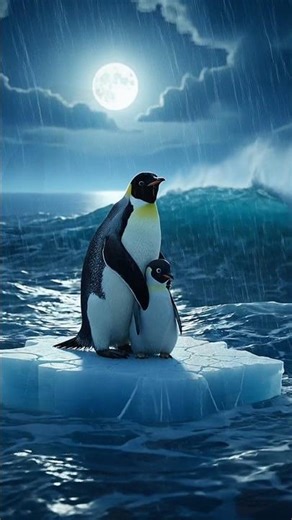 baby penguin & mother lost in a violent storms🐧|| #shorts