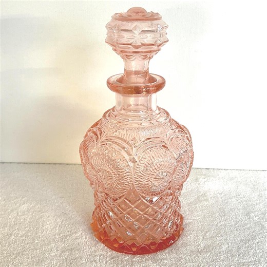 Vintage Pink Depression Glass Decanter With Stopper 9 3/4". - Etsy