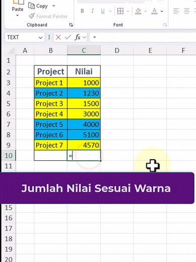 Jumlah Nilai Data Sesuai Warna Warna Cell #msexceltraining #msexceltricks #Office365