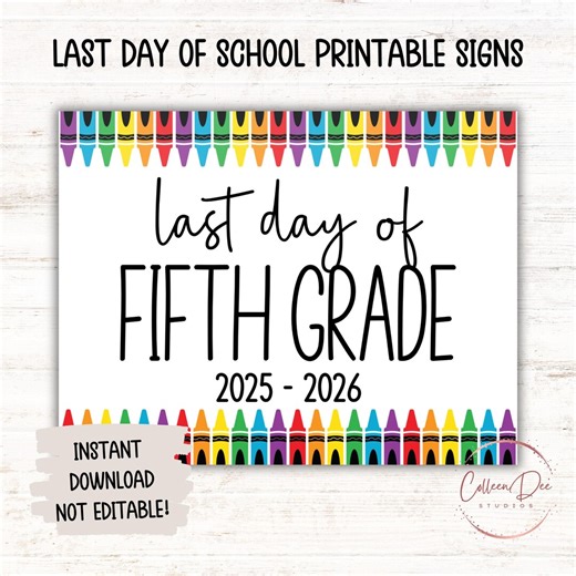 FIFTH GRADE 2025-26 SIGN | Last Day of Fifth Grade Sign | End of School Sign | Printable Last Day of School Sign | 5th Grade Printable Sign - Etsy Australia