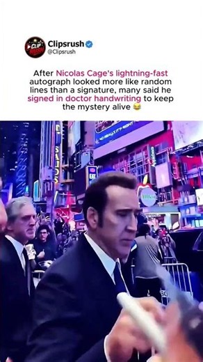 Nobody could read what Nicolas Cage just signed 😂 #nicolascage