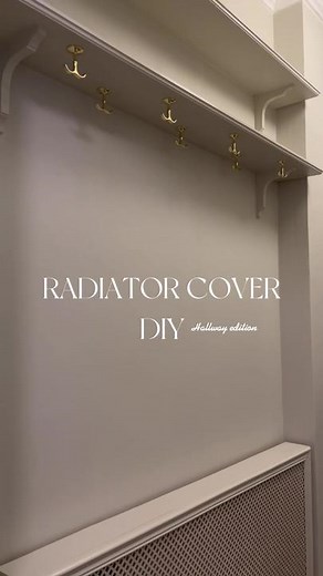 Hallway coming together with another DIY radiator cover & hat rack ✨ pt 1 radiator cover available in profile #home #renovation #renovationproject #interior #renovering #inredning #sekelskifte #diy #platsbyggt #doityourself #radiatorcover #elementskydd #hatthylla #hatrack #hatshelf #smallhallway #hallway #fyp