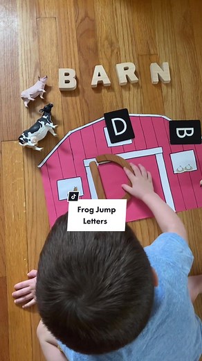 Frog jump letters (sticks from @jackandlinktoys ) 🐸 #learnontiktok #prektips #preschool #letters #teachertips