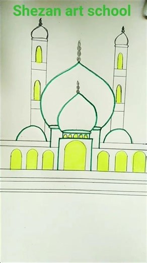 #shorts #beautiful mosque drawing #Easy drawing step by step