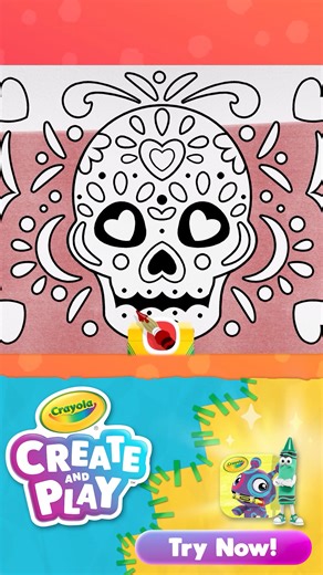 Celebrate the Day of the Dead with a burst of color on Crayola Create Play! 🎨 Make your artwork come to life with markers and stickers in special themed pages that capture the spirit of this vibrant holiday. Join in the festive fun today: https://rgco.link/CrayolaCAP | Crayola