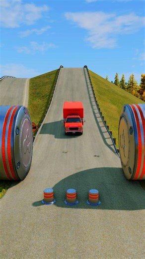 Cars & Ambulance Van vs Hydraulic Bollards - BeamNG.Drive