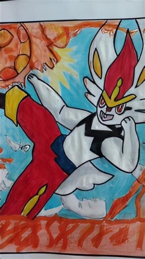 drawing Cinderace pokémon card