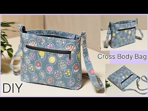 可愛いサイドポケット付きスリングバッグ作り方, How To Make Zippered Cross Body Bag, Easy Sewing Tutorials,diy