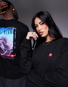 The North Face Mont Blanc unisex backprint long sleeve t-shirt in black | ASOS