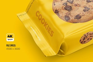Cookies. Flow Pack Mockup. 5 PSD, a Cups & Container Mockup by easymock