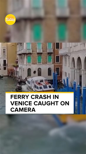 A dramatic ferry crash in the canals of Venice has been caught on camera. #9Today | TODAY