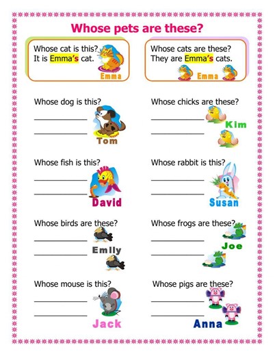 Whose pets are these? worksheet