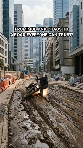 Muddy City Road Transformed Into a Safe Modern Street