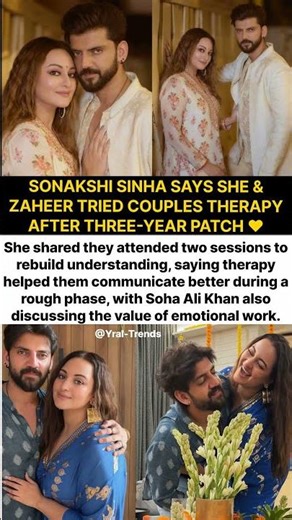 Sonakshi Sinha Says She & Zaheer Tried Couples Therapy For Better Communication#sonakshisinha#news