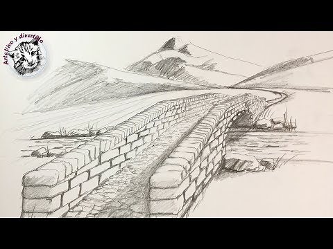 Como Dibujar Un Puente en Perspectiva de 1 Punto de Fuga Con Lapiz Paso a Paso