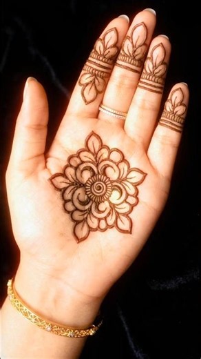 Simple gol Tikki mehndi design 🍀