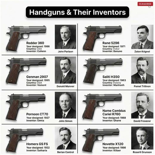 Handguns & Their Inventors 🔫 | The Minds Behind Legendary Firearms