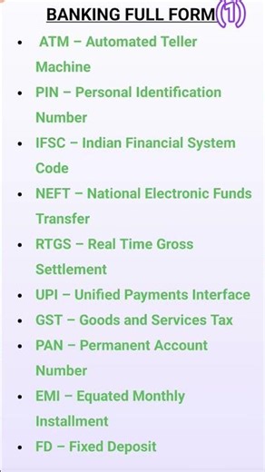 banking full form, FORM FORM, FULL FORM DAILY, DAILY USES FULL FORM