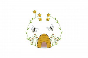 Floral Honey Bee Hive Embroidery Design, Honey Bee Hive Machine Embroidery Design, 4 Sizes, Instant Download File - Etsy