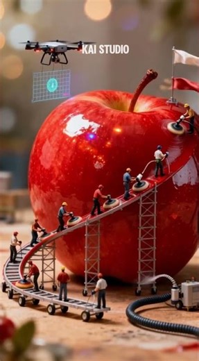 Mini Engineers Restore a Cracked Apple Core #tinyworkers #shorts #miniature