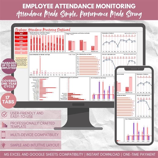 Employee Attendance Tracker: Excel & Google Sheets (digital Download) - Etsy