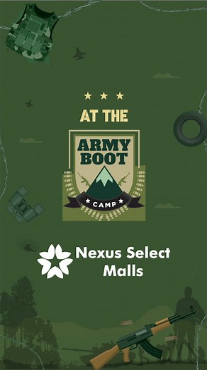 Young troops, assemble!​ ​ New mission unlocked: Participate in exciting challenges.​ ​ Gear up with high josh and prepare to have unlimited fun.​ ​ Join us at Nexus Hyderabad’s Army Boot Camp.​ ​ Tickets starting at Rs. 100/- per person​ ​#AbHarDinKuchNaya #SomethingNewEveryday #NexusMalls ​#NexusHyderabad | Nexus Hyderabad