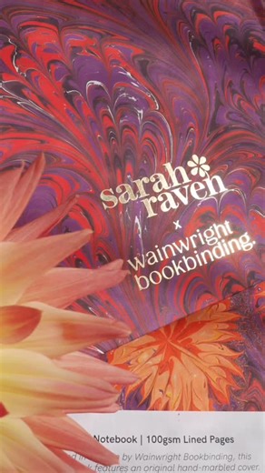 Charlotte Wainwright on Instagram: "If you enjoyed seeing the creation of the Alliums last week, here’s a peek at another marbled floral in the collection - the stunning orange Dahlias! These hand marbled sheets are then bound into notebook covers, so every book is totally unique 💫 Inspired by the garden for @sarahravensgarden Available now on the Sarah Raven website - I’ve also popped a direct link in the links in my bio to find them 🧡🧡🧡 x"