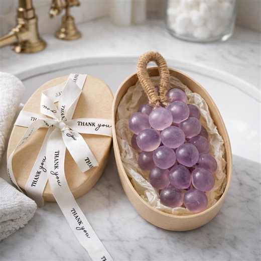 Grape Soap Bar on a Rope – Handmade Fruit Soap, Aesthetic Bathroom Decor, Cute Spa Gift for Her - Etsy