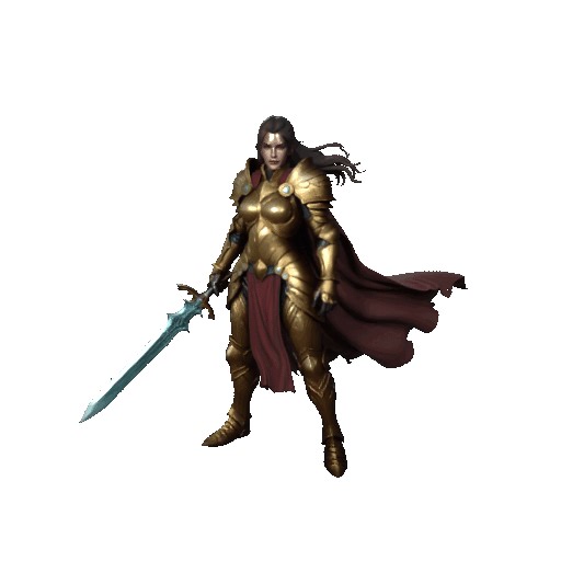 3D render of a female fighter, gold armor STL - 3D Print Model | Female Character | Superhero | Fantasy Warrior | High Detail | Easy Print | STL File