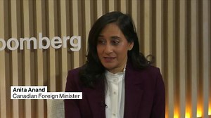 Canadian foreign minister Anita Anand speaks to BTV at Davos