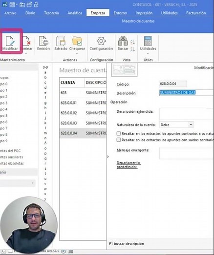 2- MODIFICAR CUENTAS #contasol #contabilidad #manu_economia