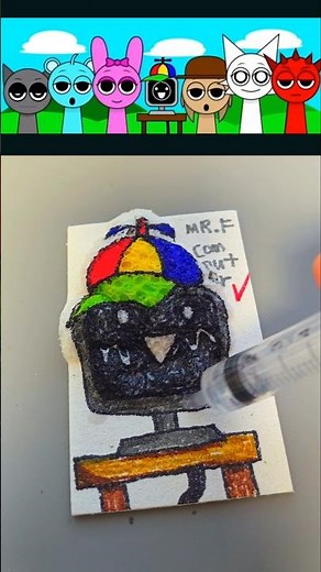 I drew a Mr.Fun Computer from Sprunki with a magic sponge