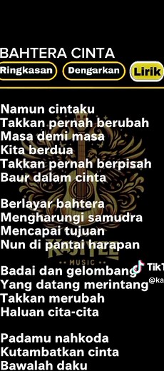 Lagu Bahtera Cinta - Lirik Penuh dan Karaoke