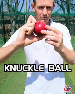 Follow us for more bowling tips, advice and drills🙌🏻🙌🏻 In this clip we take a look at the standard knuckle ball grip. For the standard grip, we will have both our index and middle finger knuckles on the seam of the ball. With your thumb below the ball and your ring finger on the side. This delivery is easier to execute if you have longer fingers or bigger hands in general. | CoachCricXI