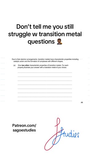 🚨This is only 5% of what I teach in my Full A-Level Chemistry course 🚀 Get every topic taught like this (plus exam qs) inside 🌹 Only join if you’re serious about reaching an A*/A 🌟 Patreon.com/sagoestudies (Link is also in bio) #tooclean #chemistry #stem #examsuccess #fyp