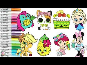 Coloring Book Compilation for Kids Pikmi Pops Num Noms MLP LOL Surprise Queen Elsa and More