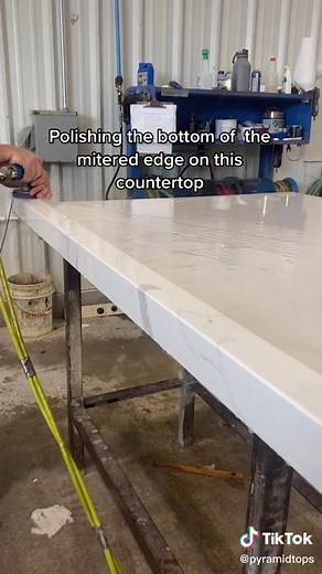 Polishing the Bottom of a Mitered Countertop Edge