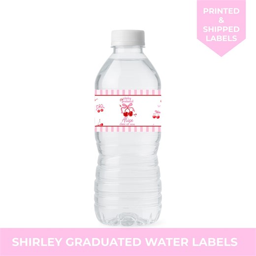 Shirley Graduated Water Bottle Labels, Coquette Grad Party Decor, Cherry Class of 2026 Labels, Personalized Graduation Drink Labels - Etsy