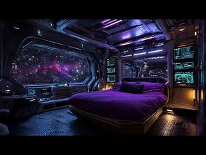 Sleeping Under the Stars | Cyberpunk Space Bedroom Ambience with Nebula Outside