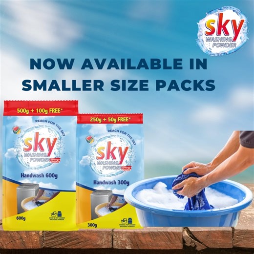 2.4K views · 207 reactions | ✨ Exciting News! ✨ Sky Washing Powder is now available in smaller pack sizes of 300g and 600g! Perfect for your convenience. Find them at all leading wholesale stores. Your Trusted Friend #SkyWashingPowder #NewSizes #Convenience #LaundryDay | SKY Washing Powder | Facebook