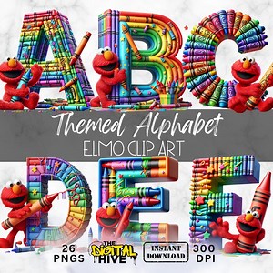 Sesame Street Elmo Alphabet Clipart | High-quality Transparent PNG | Cartoon | Elmo Inspired Letters Crafts & Sublimation | Baby Shower - Etsy UK