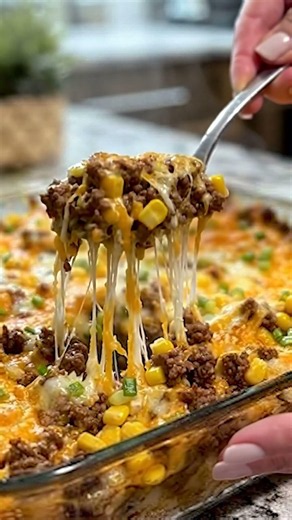 🌽 Cheesy Beef & Corn Casserole