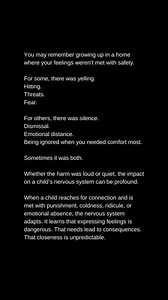 ⚠️ So the child adjusts. They become hyper-aware. They read moods quickly. They learn when to speak and when to stay silent. They soothe others instead of being soothed. This isn’t personality. It’s conditioning. From a nervous system perspective, chronic emotional stress, whether through abuse, neglect, or inconsistency, keeps the body in a state of alert. Always scanning. Always bracing. Always trying to prevent the next rupture. Over time, the body begins to associate love with effort. Connec
