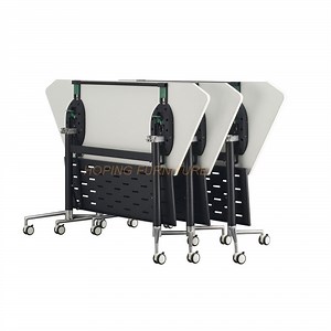 [Hot Item] C Shaped Folding Table Laminate Rectangle Meeting Table with Modesty Panel Baffle Conference Rectangular Table