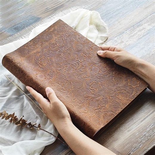 Embossed Leather Photo Album, Personalized Adventure Scrapbook, Wedding Anniversary Gift - Etsy